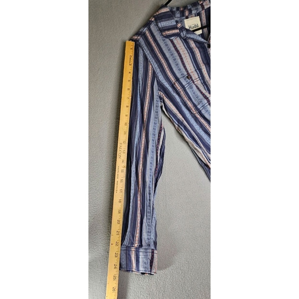 Vintage Mudd Vertical Stripe Long Sleeve Shirt M Women Western Indie Boho Y2K - Picture 10 of 12